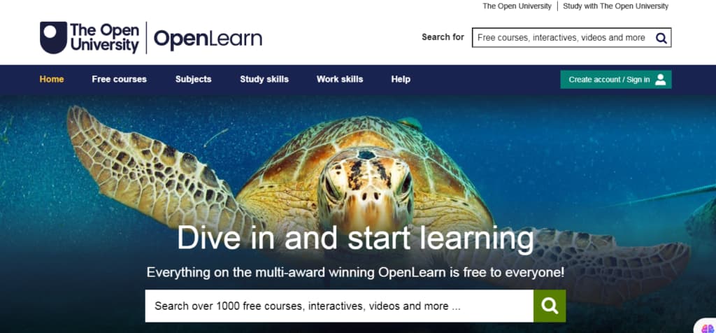 The Open University's home page