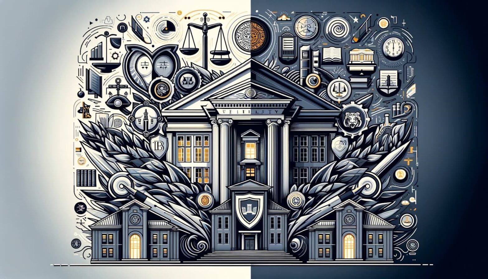 University with various elements of law